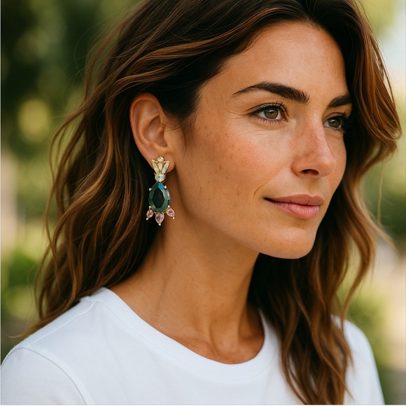 J. Crew Crystal Pear Drop Earrings - Picture 4 of 8